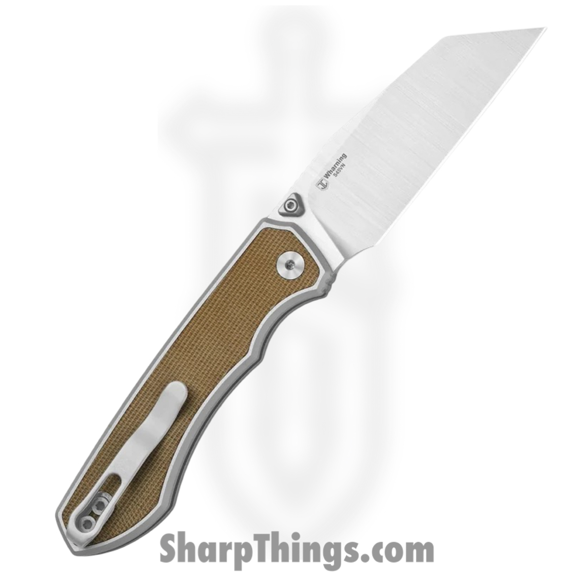 Kizer Cutlery - KI3738A1 - Wharning - Folding Knife - S45VN Satin Wharncliffe - Aluminum Norplex UltreX Micarta - Brown Silver - Image 2