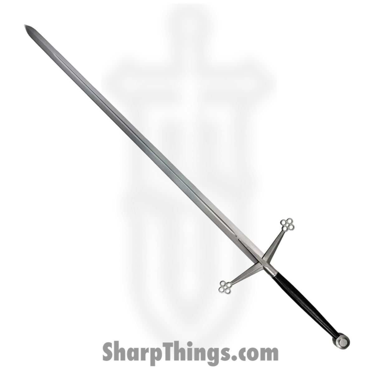 Kingston Arms - KIN36131 - Scottish Claymore - Fixed Blade Knife - 65Mn Satin Sword - Leather Wrapped - Black