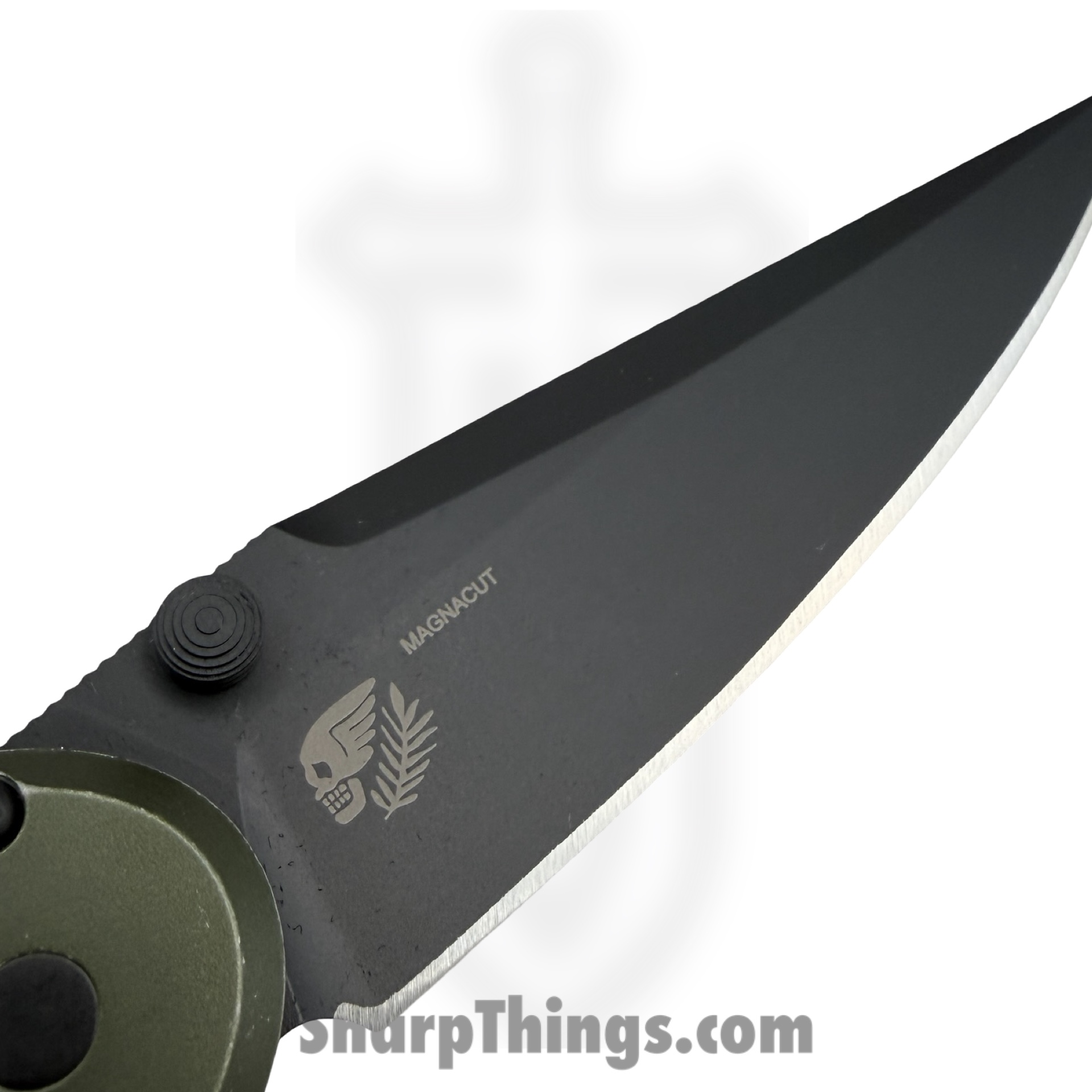 ProTech - PN1103-BW Green - Avalon - Folding Knife - CPM MagnaCut Coated Drop Point - Knurled Aluminum - Battleworn Green - Image 6