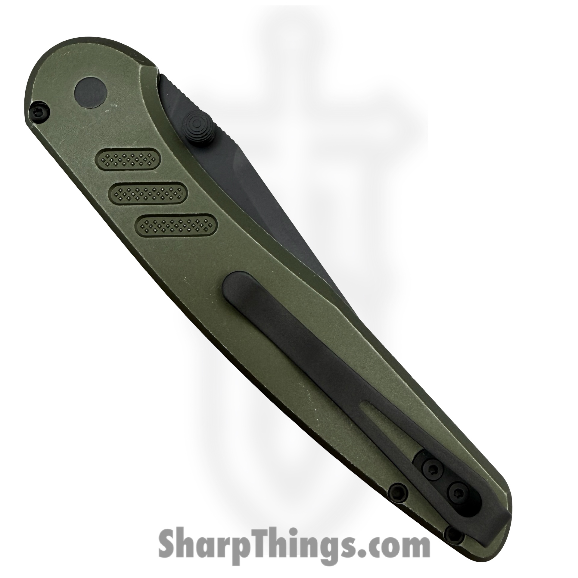 ProTech - PN1103-BW Green - Avalon - Folding Knife - CPM MagnaCut Coated Drop Point - Knurled Aluminum - Battleworn Green - Image 4