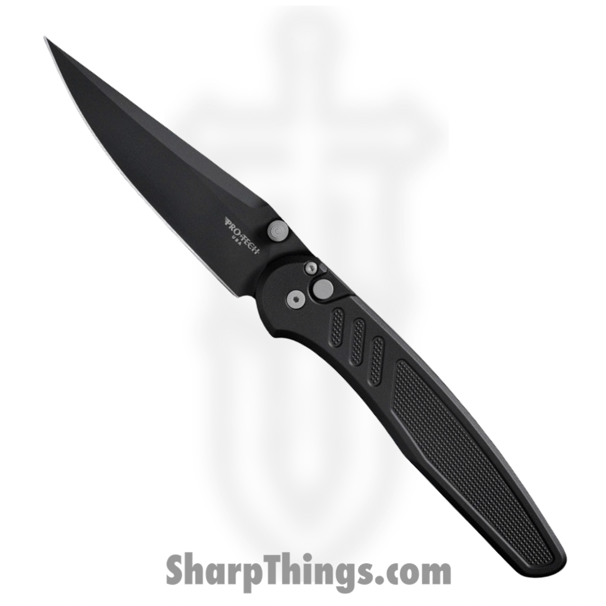 ProTech - PN1103 - Avalon - Folding Knife - CPM MagnaCut Coated Drop Point - Knurled Aluminum - Black