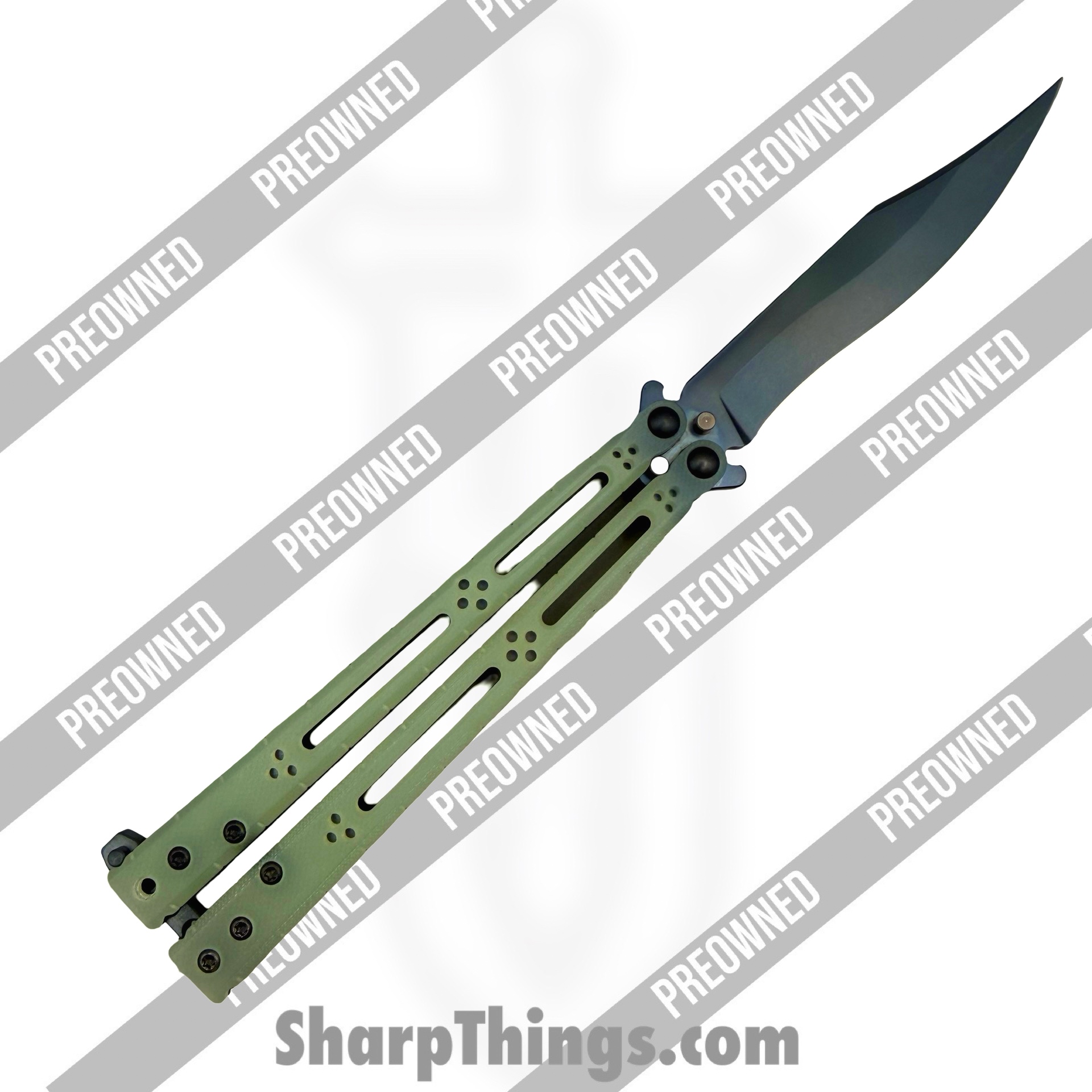 HOM Designs - POBB-32 - Preowned Basilisk-R - Balisong - 154CM Black Recurve - G-10 - Black - Image 4