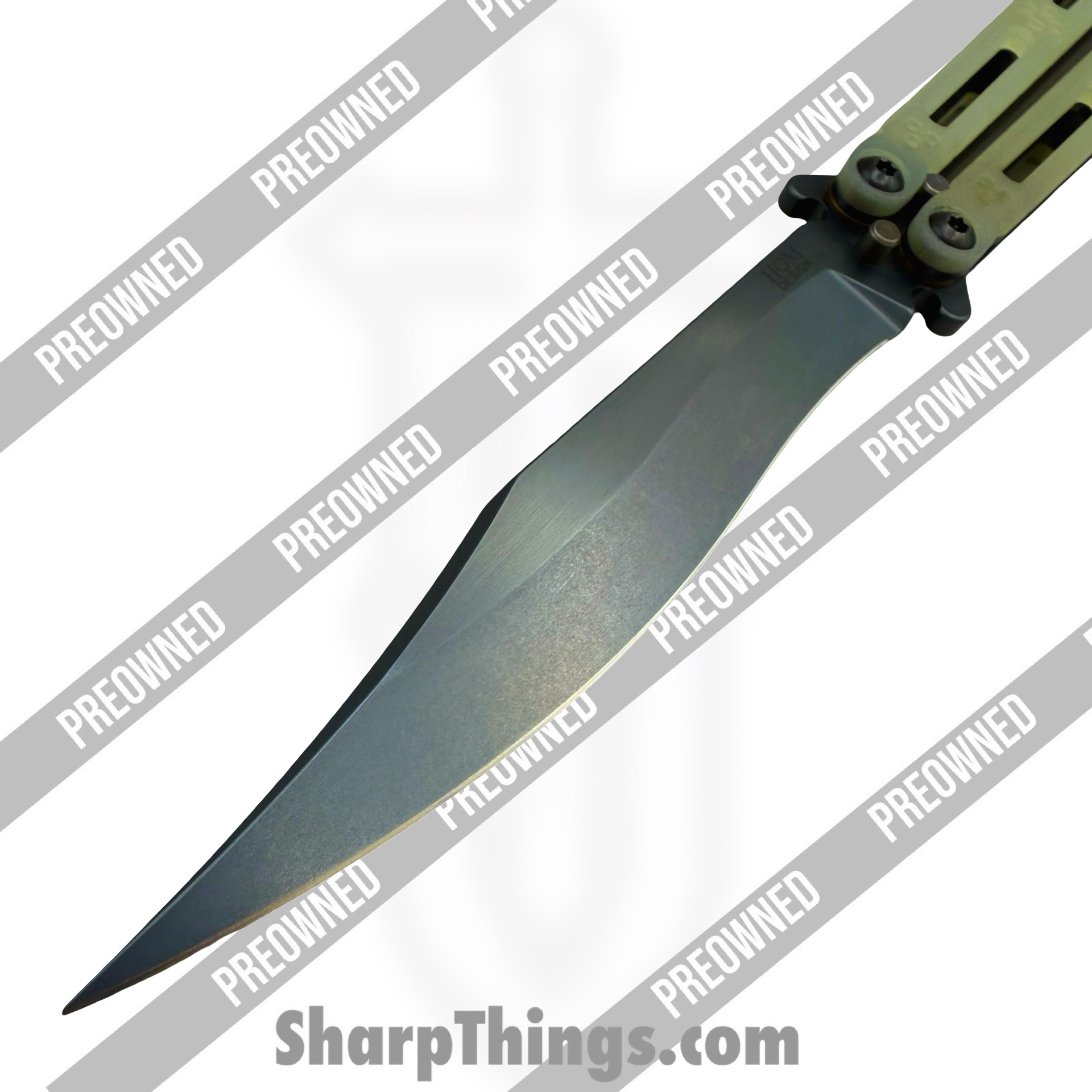 HOM Designs - POBB-32 - Preowned Basilisk-R - Balisong - 154CM Black Recurve - G-10 - Black - Image 5