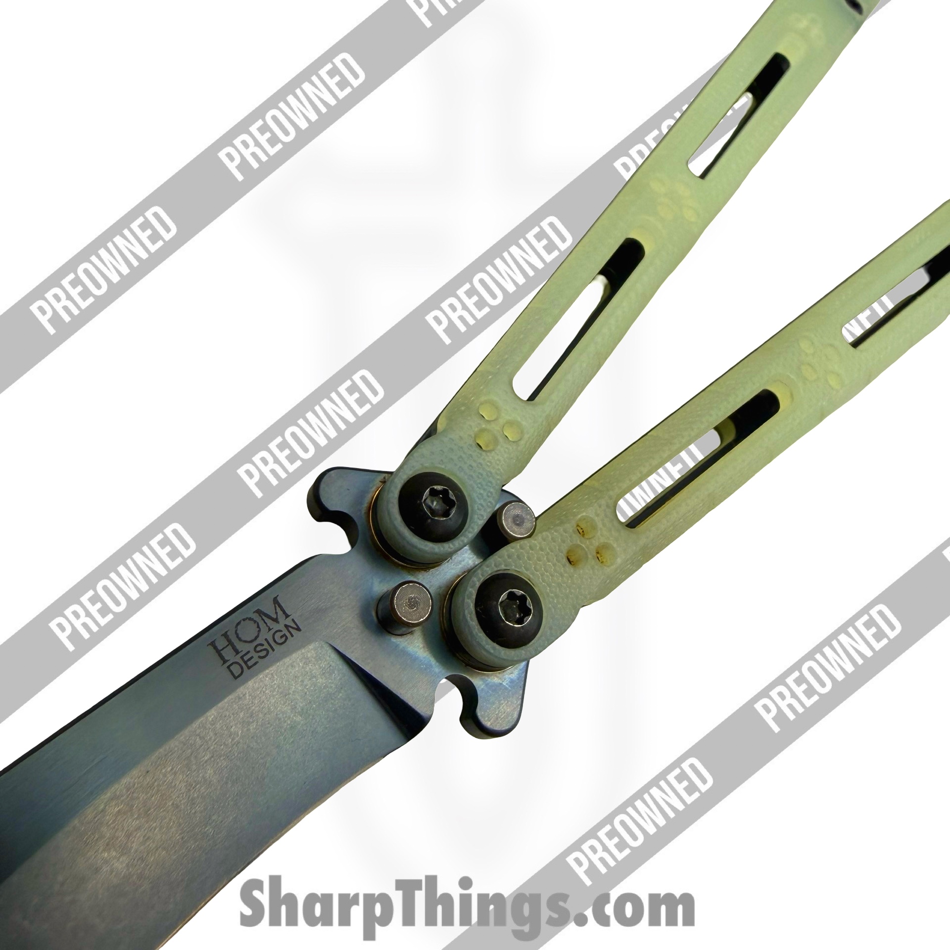 HOM Designs - POBB-32 - Preowned Basilisk-R - Balisong - 154CM Black Recurve - G-10 - Black - Image 7