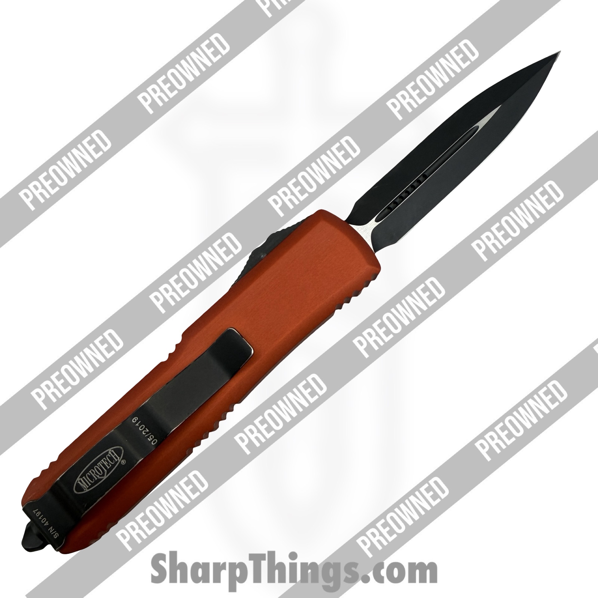 Microtech - POBB-35 - Preowned UTX-85 Gen II - OTF Auto - 204P Black PVD D/E - Aluminum - Orange - Image 2