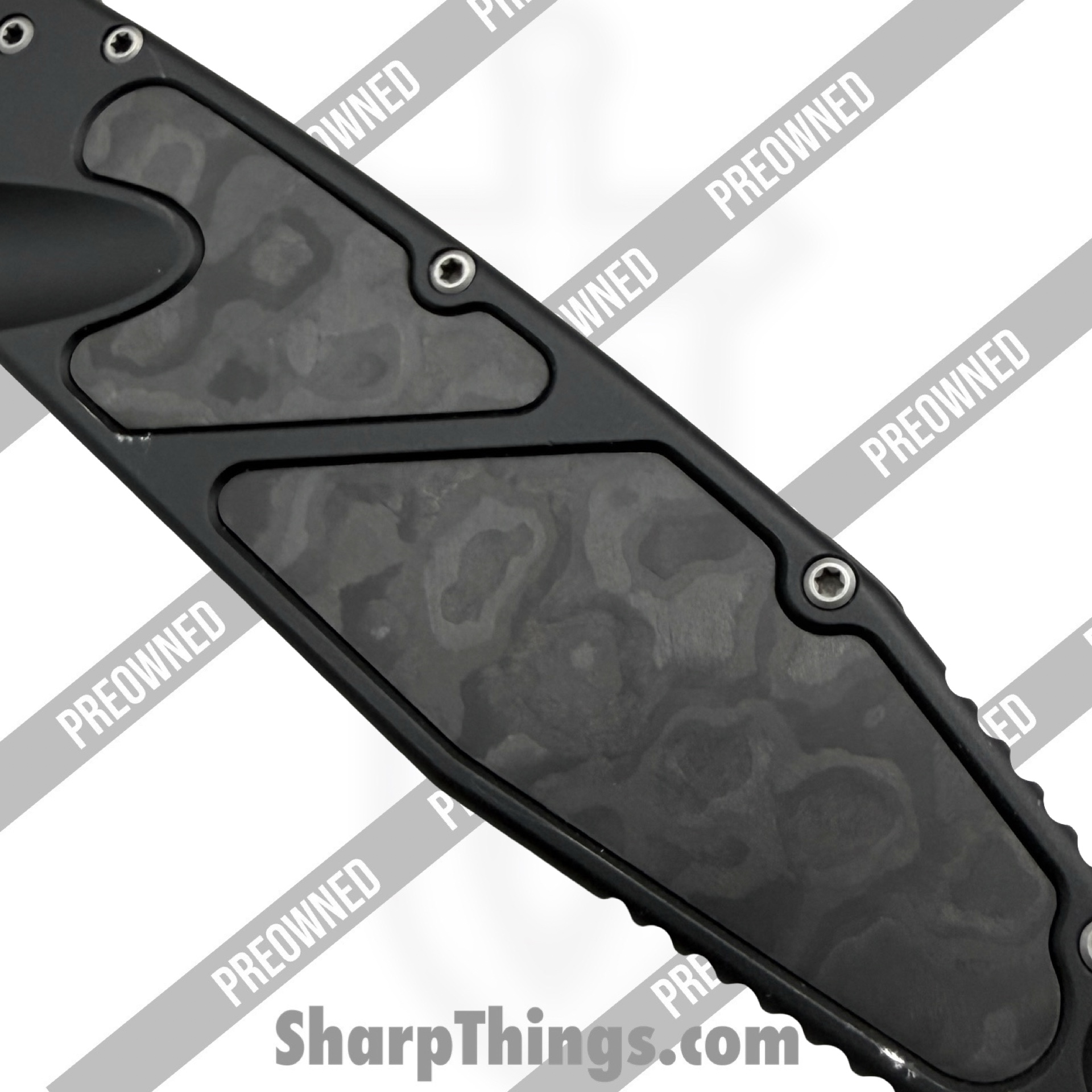 Microtech - POBB-37 - Preowned Socom Elite w/ Custom Inlays & LNW Clip 160-11AP - Automatic Knife - M390 Apocolyptic Drop Point - Aluminum - Black - Image 9