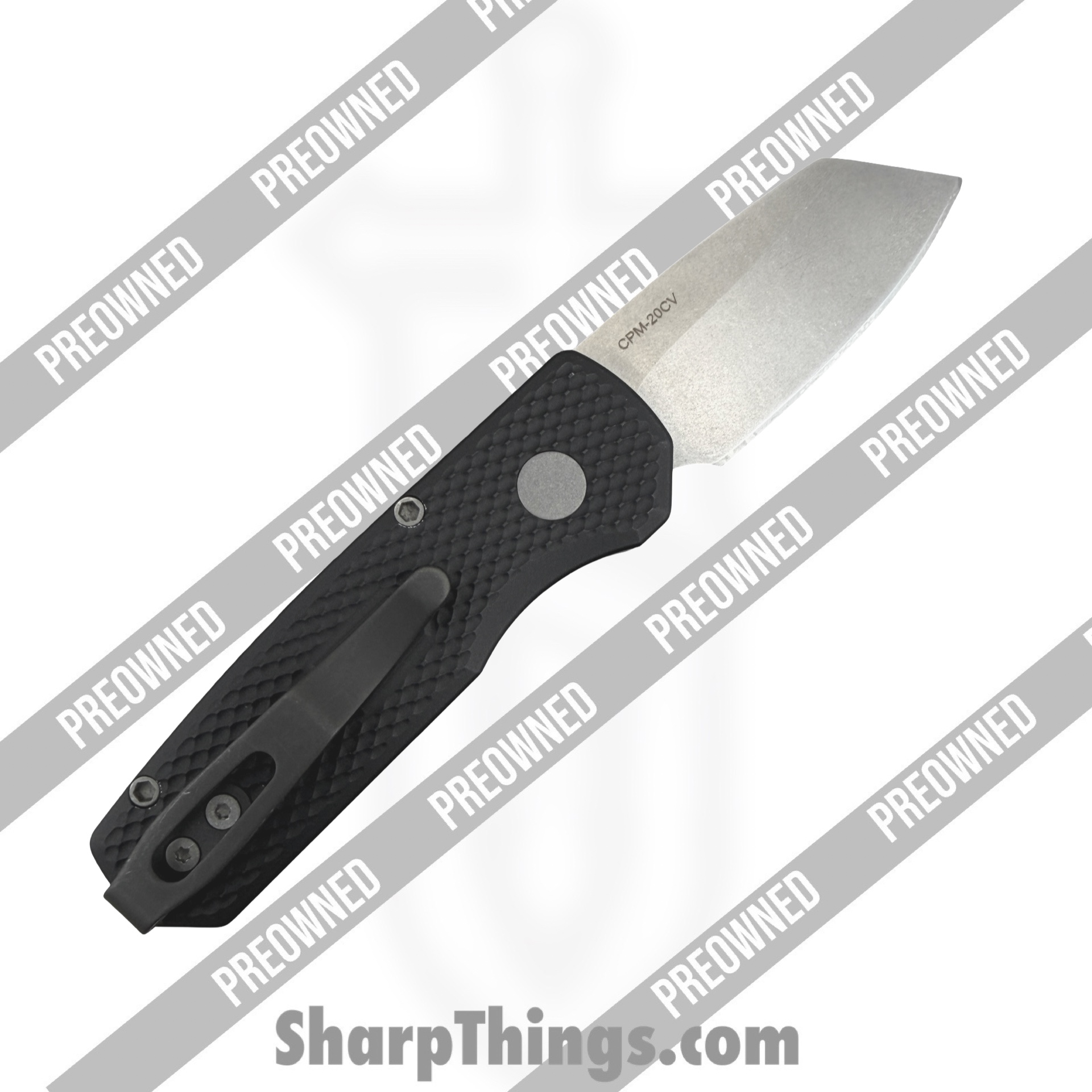 Protech - POBB-40 - Preowned Runt 5 RT R5205 - Automatic Knife - 20CV Stonewash Reverse Tanto - Aluminum - Black - Image 2