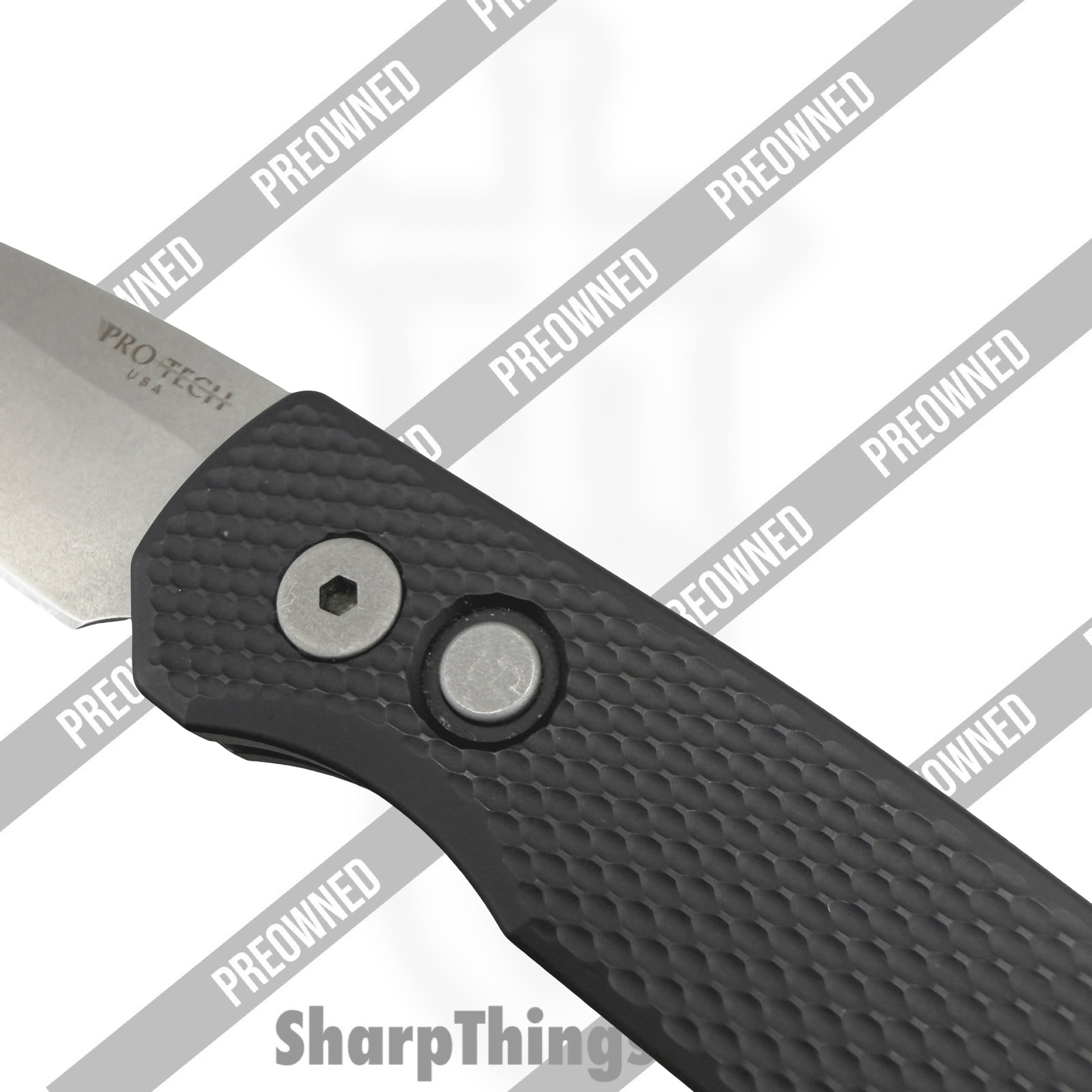 Protech - POBB-40 - Preowned Runt 5 RT R5205 - Automatic Knife - 20CV Stonewash Reverse Tanto - Aluminum - Black - Image 6