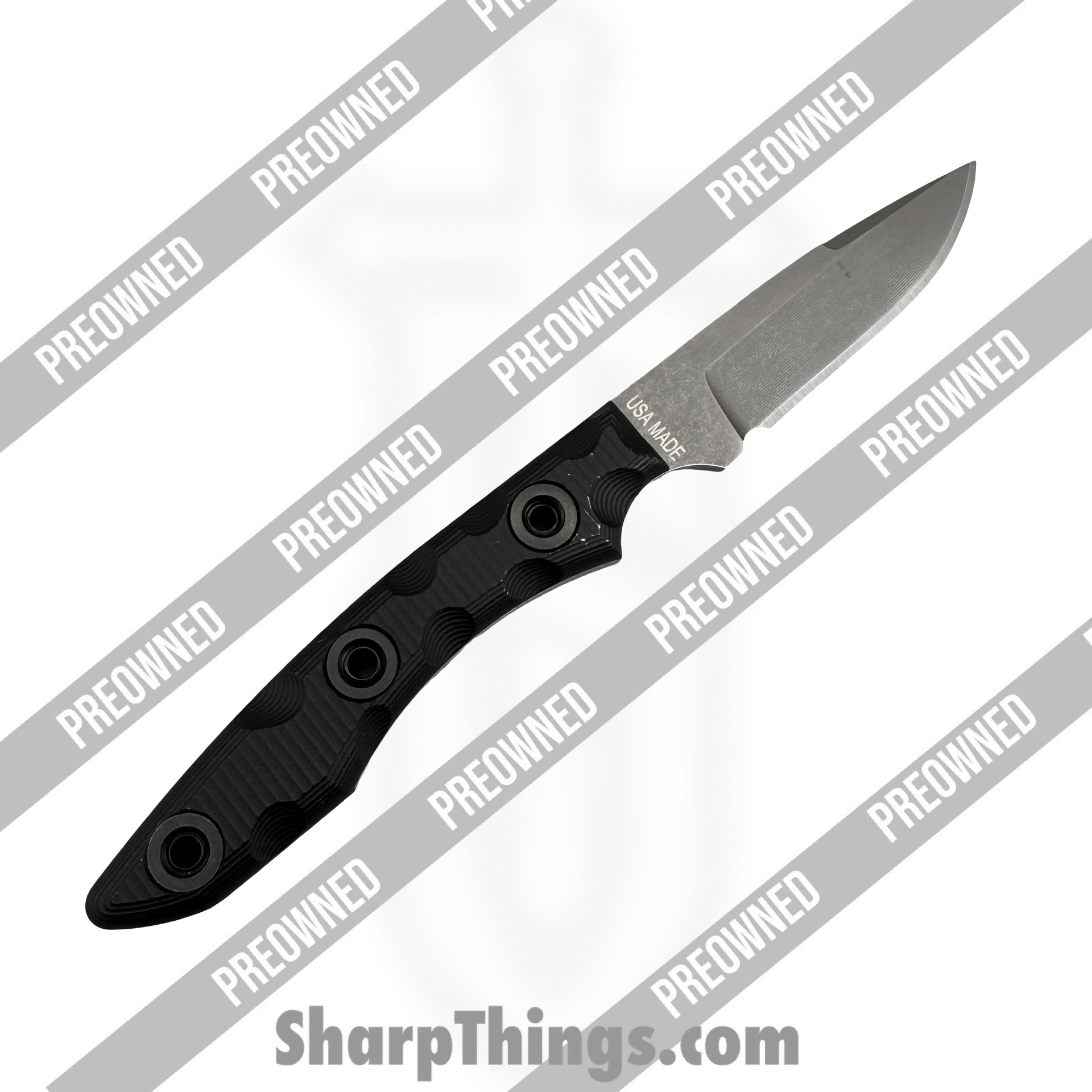 T.Kell Knives - POBB-45 - Preowned Pirahna w/ Extended Grips - Fixed Blade Knife - 80CRV2 Nickel Boron Drop Point - Aluminum - Black - Image 2