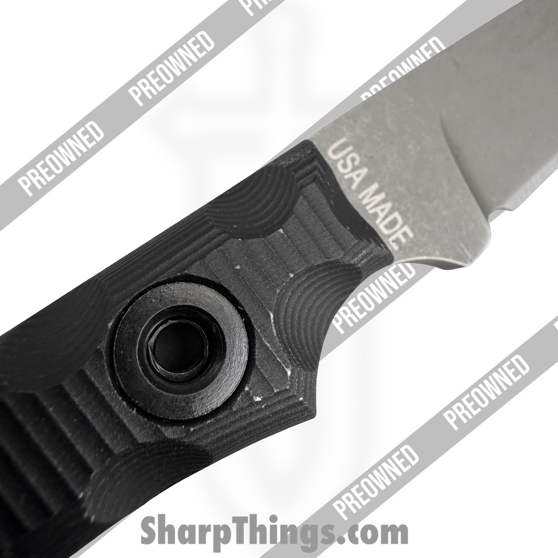 T.Kell Knives - POBB-45 - Preowned Pirahna w/ Extended Grips - Fixed Blade Knife - 80CRV2 Nickel Boron Drop Point - Aluminum - Black - Image 4