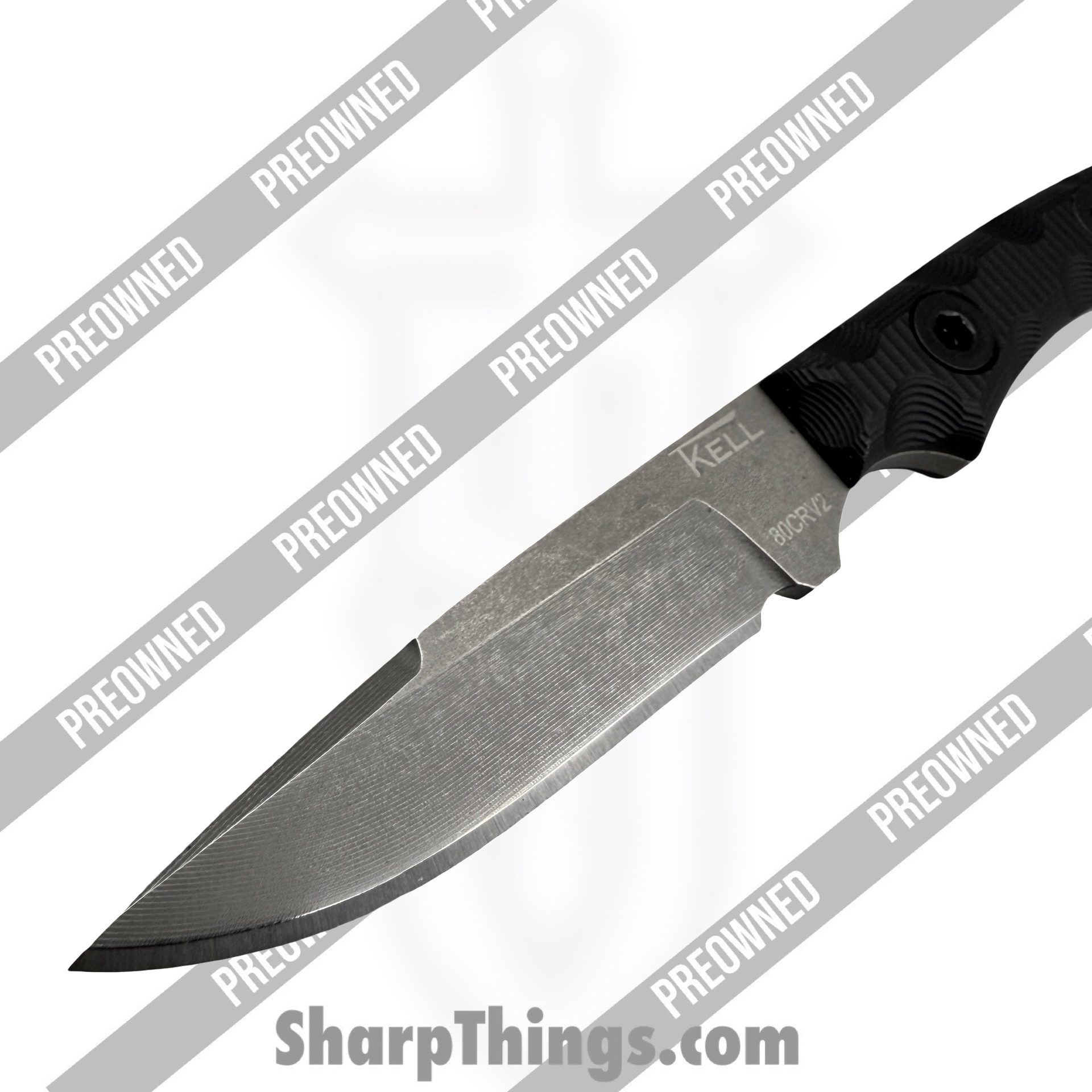 T.Kell Knives - POBB-45 - Preowned Pirahna w/ Extended Grips - Fixed Blade Knife - 80CRV2 Nickel Boron Drop Point - Aluminum - Black - Image 5