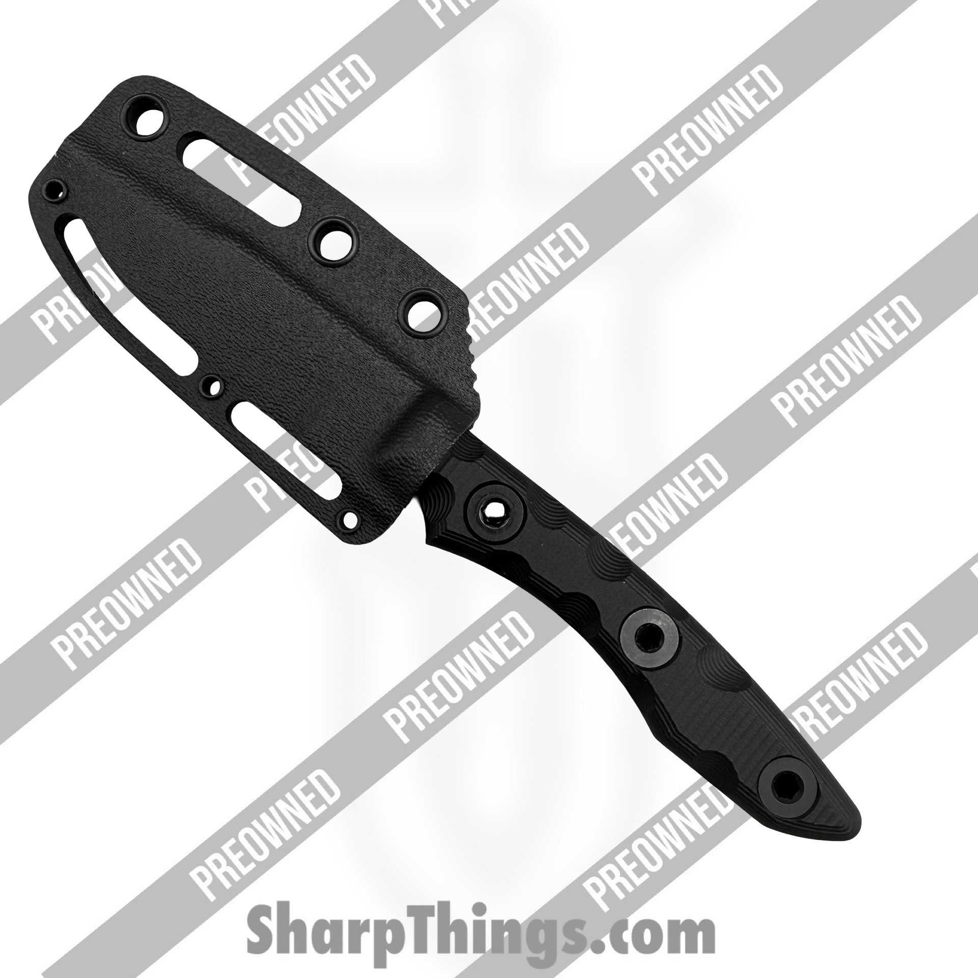 T.Kell Knives - POBB-45 - Preowned Pirahna w/ Extended Grips - Fixed Blade Knife - 80CRV2 Nickel Boron Drop Point - Aluminum - Black - Image 7