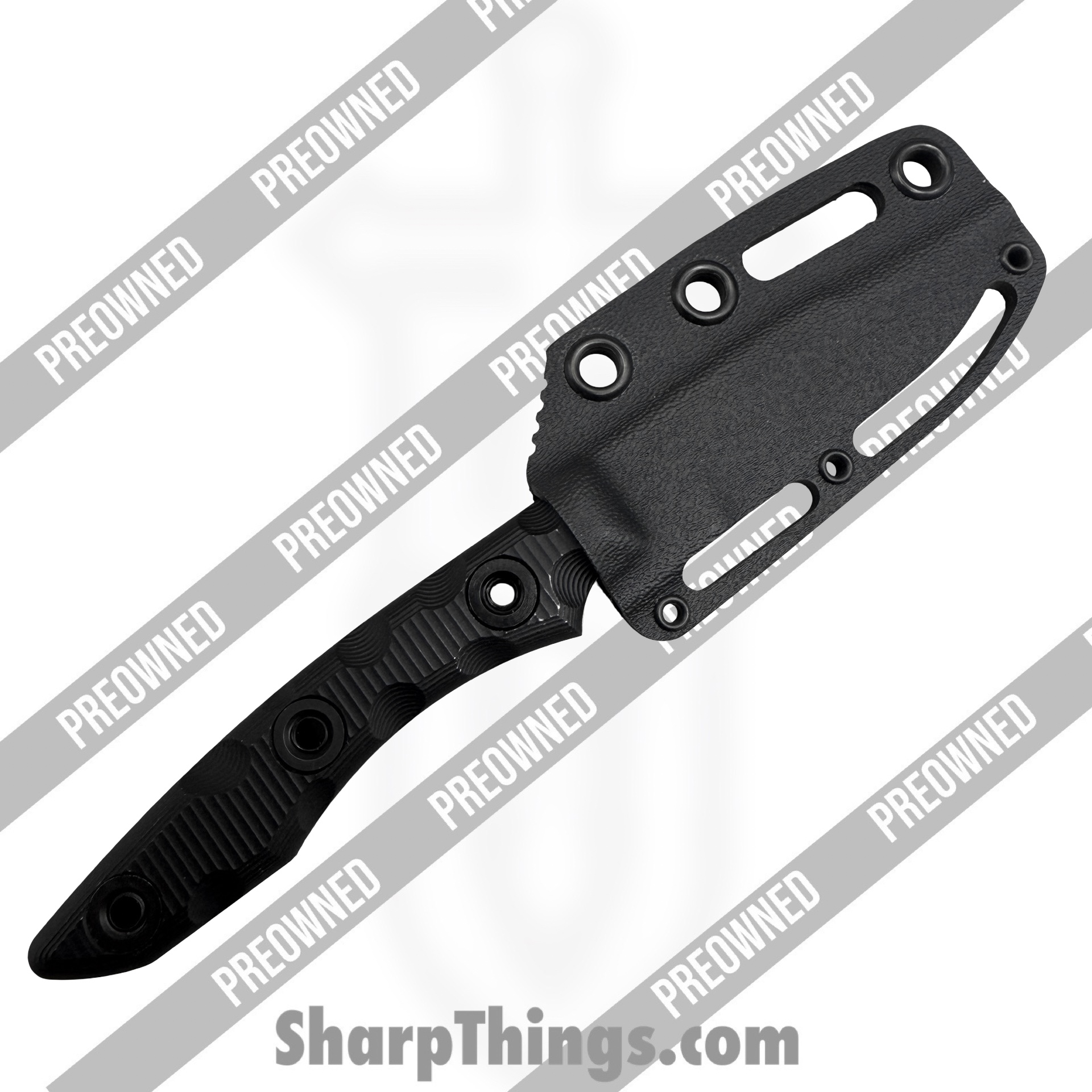 T.Kell Knives - POBB-45 - Preowned Pirahna w/ Extended Grips - Fixed Blade Knife - 80CRV2 Nickel Boron Drop Point - Aluminum - Black - Image 8