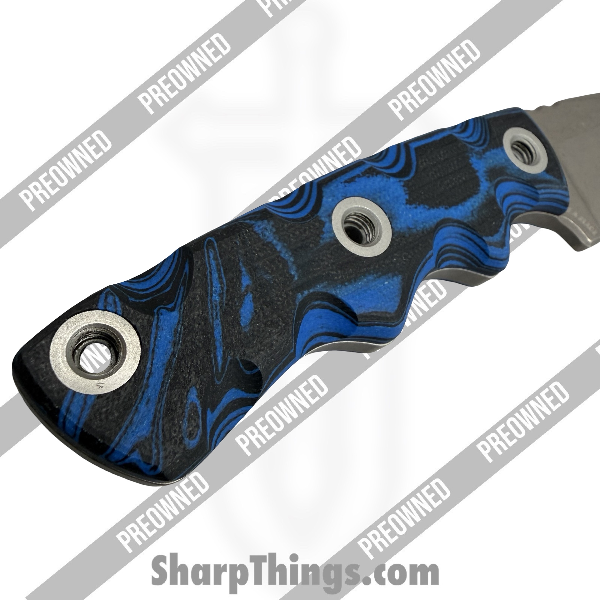 T.Kell Knives - POBB-46 - Preowned Combatant w/ Custom Scales - Fixed Blade Knife - 80CRV2 Nickel Boron Drop Point - G10 - Black|Blue - Image 7