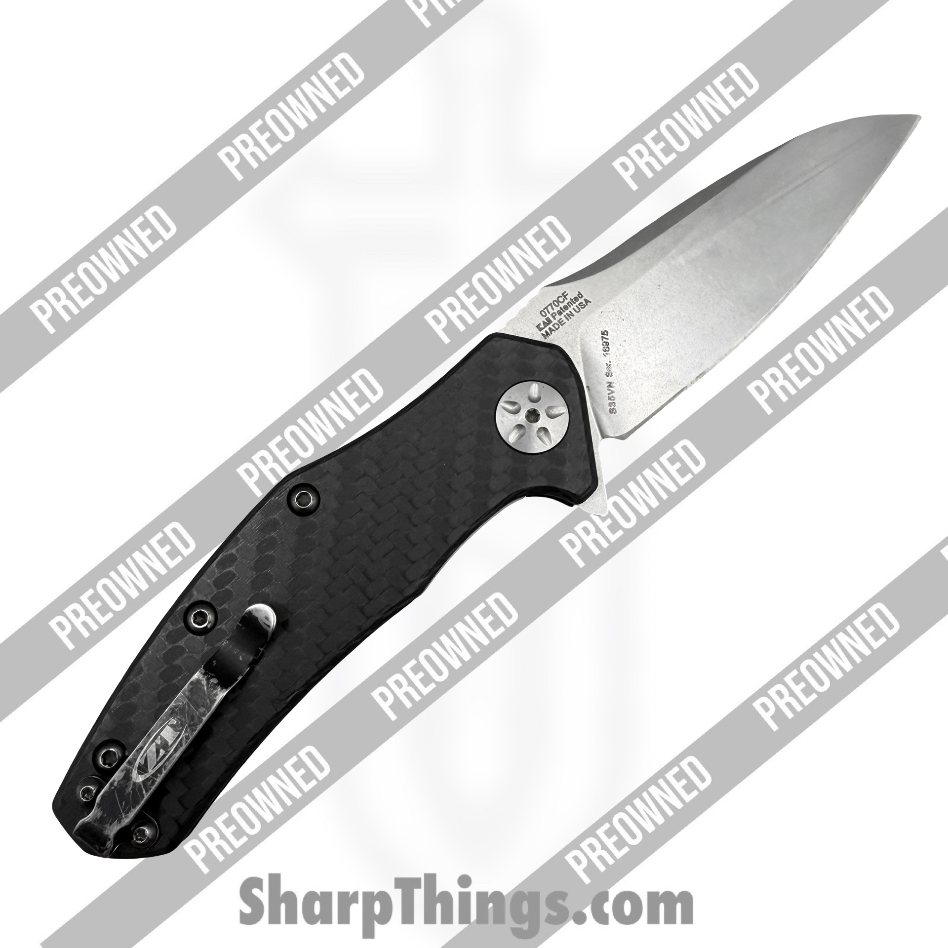 Zero Tolerance - POBB-51 - Preowned 0770CF - Assisted Open Knife - S35VN Stonewash Drop Point - Carbon Fiber - Black - Image 2