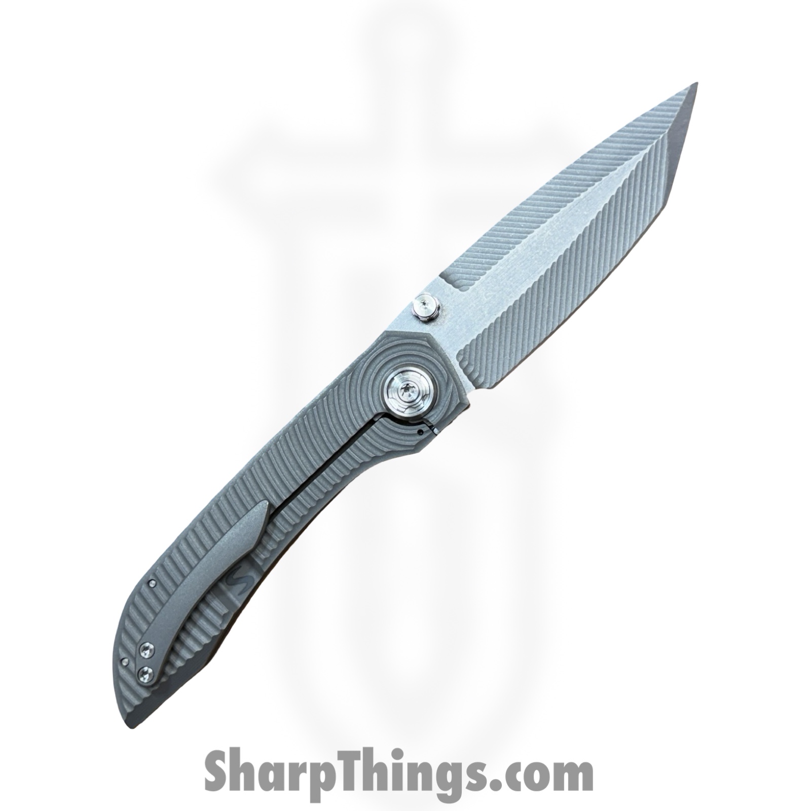 Simeon - SCKKROWB826 - Krow Radial Milling - Folding Knife - MagnaMax Stonewash Tanto - Titanium - Blue - Image 2