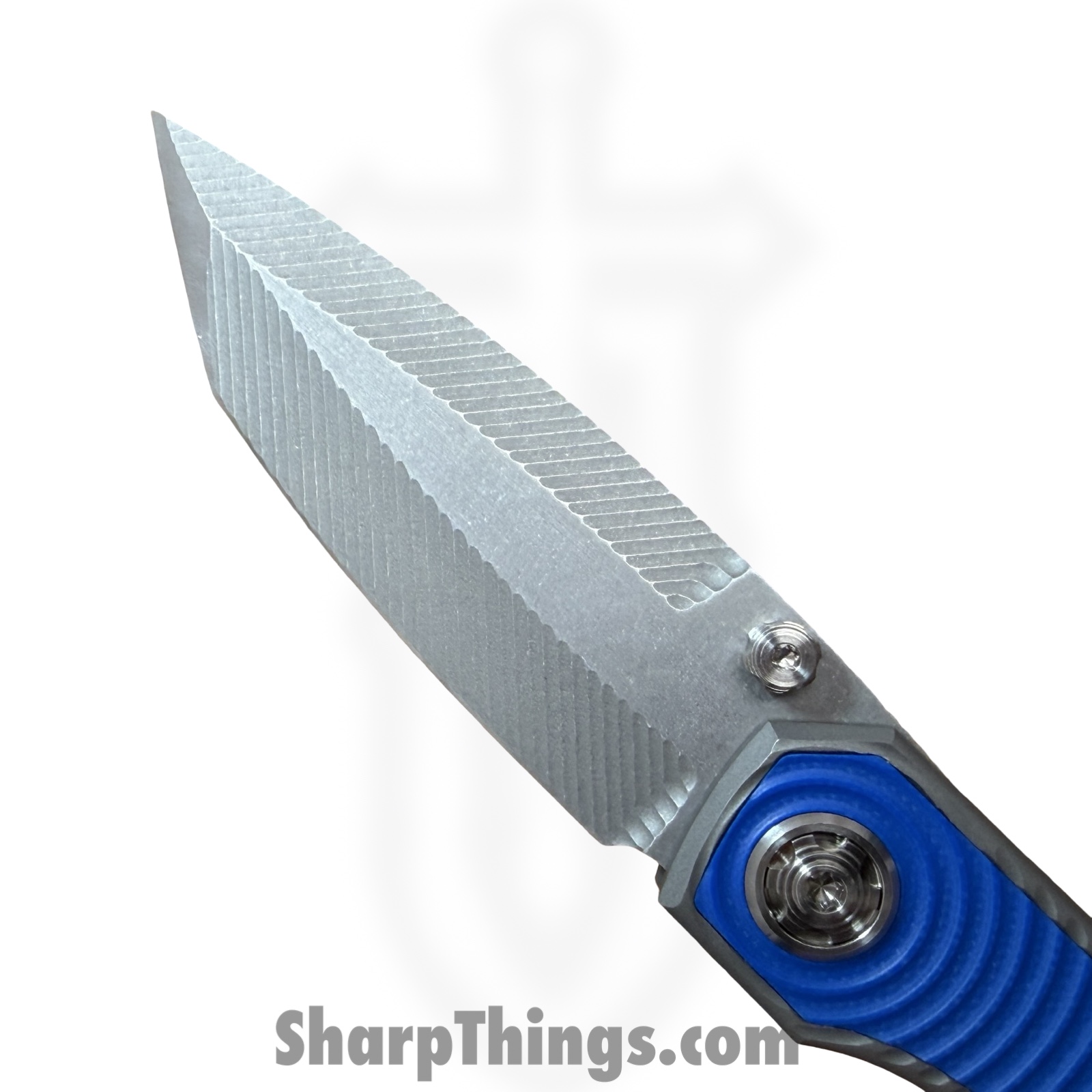 Simeon - SCKKROWB826 - Krow Radial Milling - Folding Knife - MagnaMax Stonewash Tanto - Titanium - Blue - Image 5