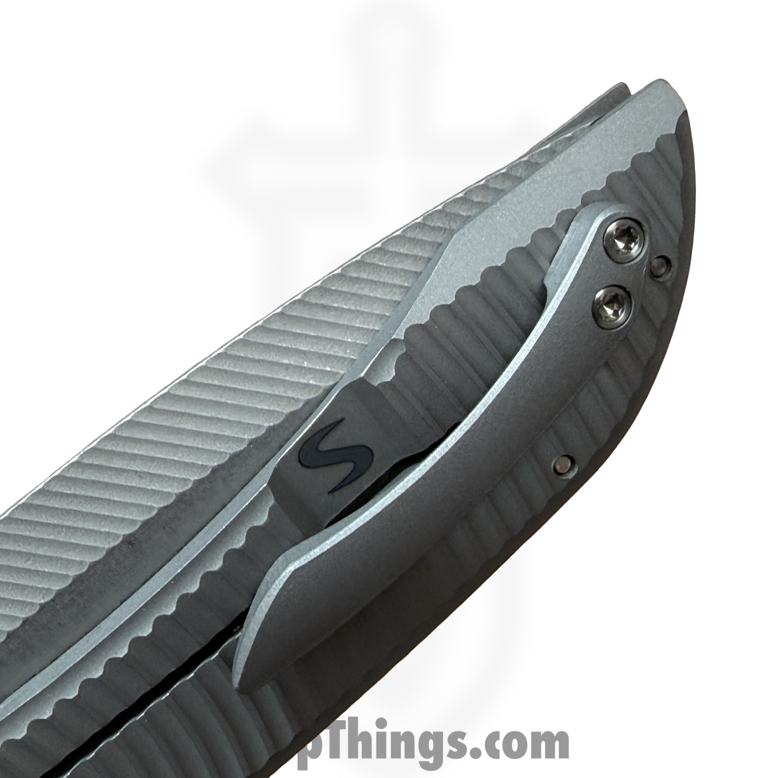 Simeon - SCKKROWB826 - Krow Radial Milling - Folding Knife - MagnaMax Stonewash Tanto - Titanium - Blue - Image 6