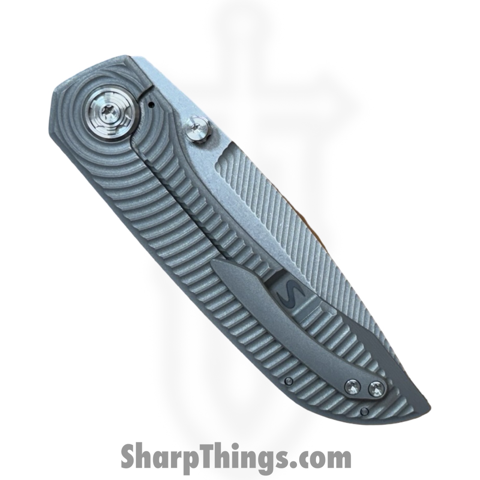 Simeon - SCKKROWB826 - Krow Radial Milling - Folding Knife - MagnaMax Stonewash Tanto - Titanium - Blue - Image 7