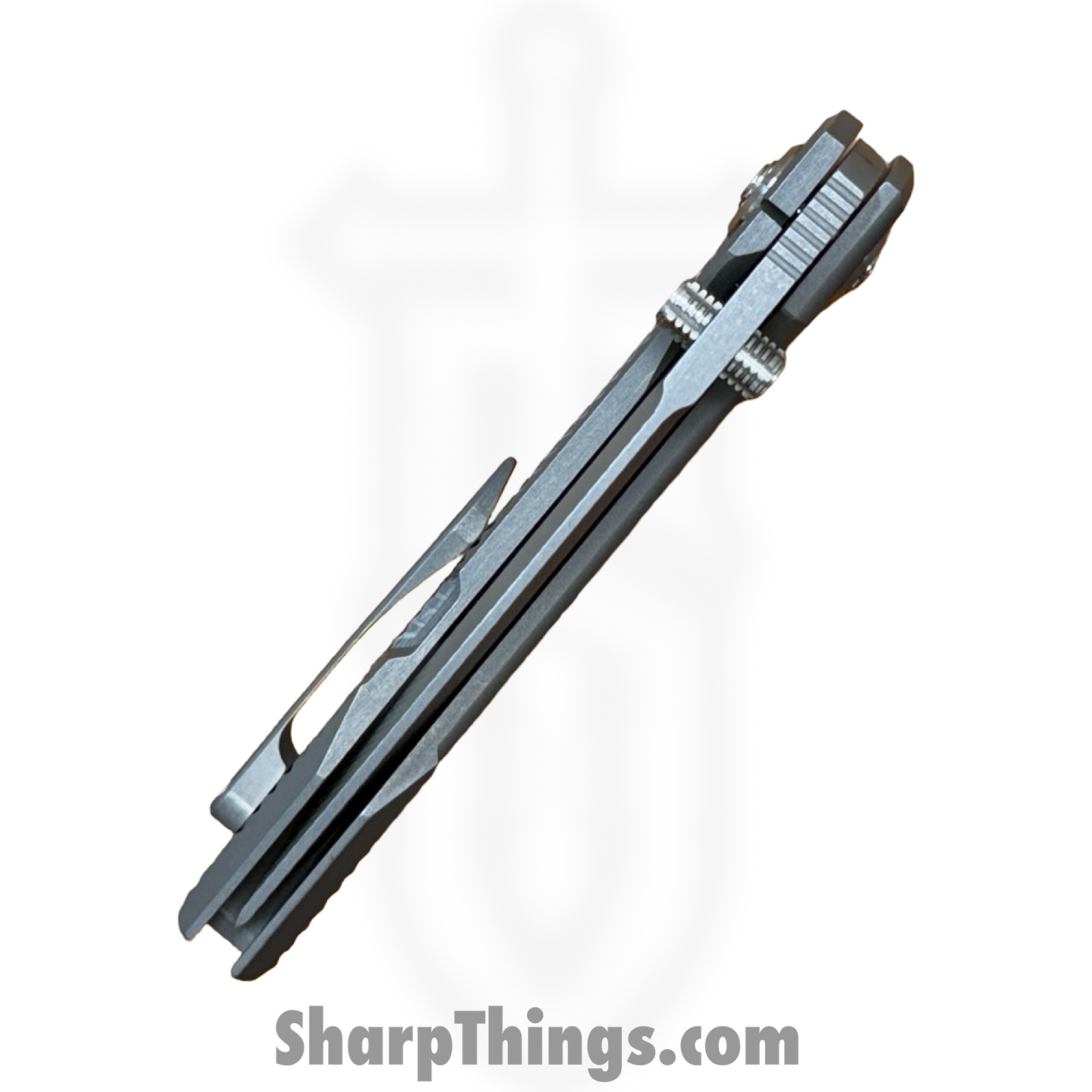 Simeon - SCKKROWB826 - Krow Radial Milling - Folding Knife - MagnaMax Stonewash Tanto - Titanium - Blue - Image 9