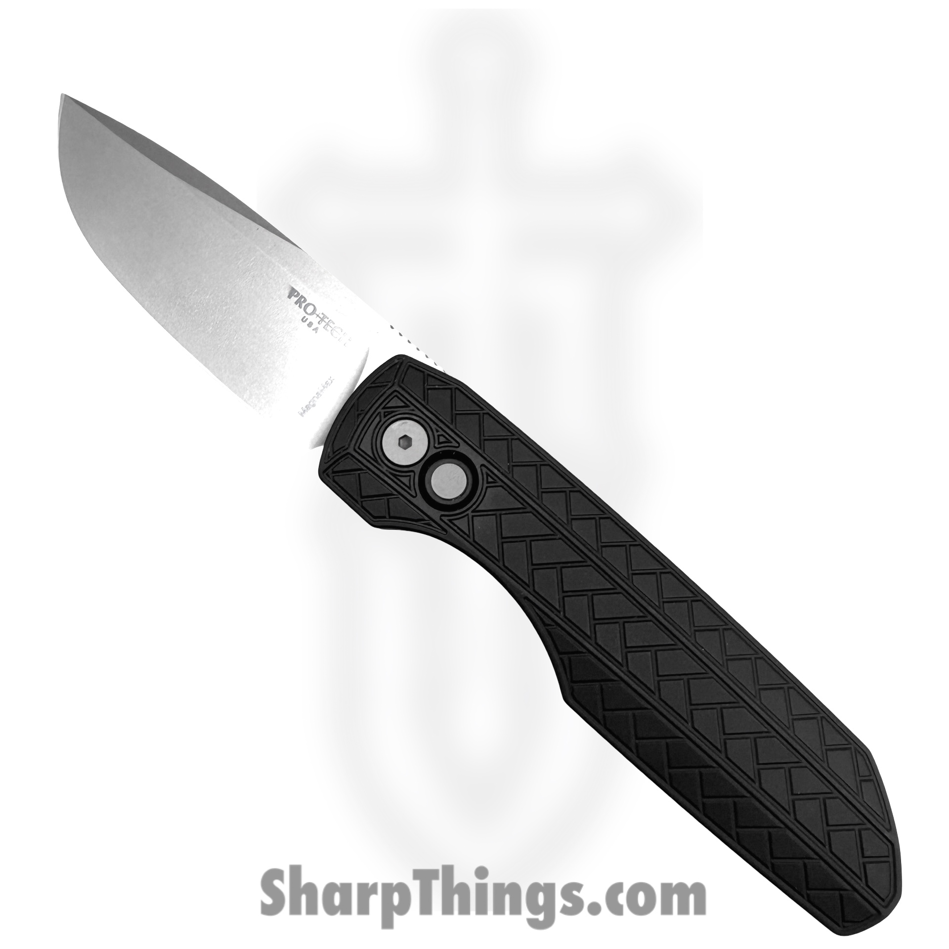 ProTech - VERO2105 MM - Vero Synapse 2 - Automatic Knife - MagnaMax Stonewash Spear Point - Herringbone Aluminum - Black