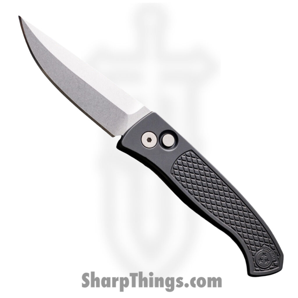 ProTech – WB1105 – Walter Brend 1105 – Automatic Knife – CPM MagnaCut Stonewash Drop Point – 6061 Aluminum – Black
